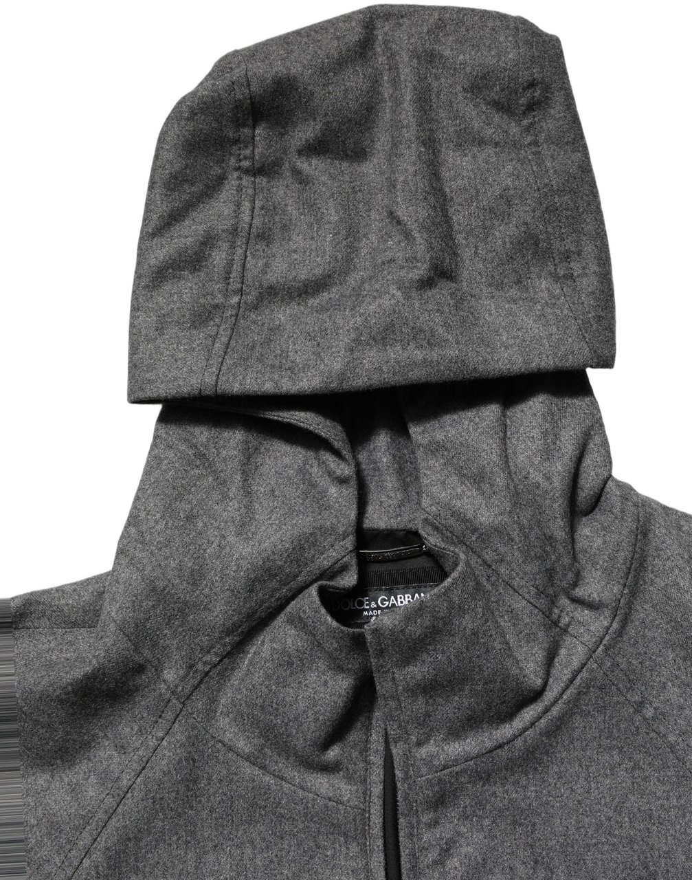 Dolce & Gabbana Gray Cotton Men Hooded Full Zip Bomber Jacket Grijs