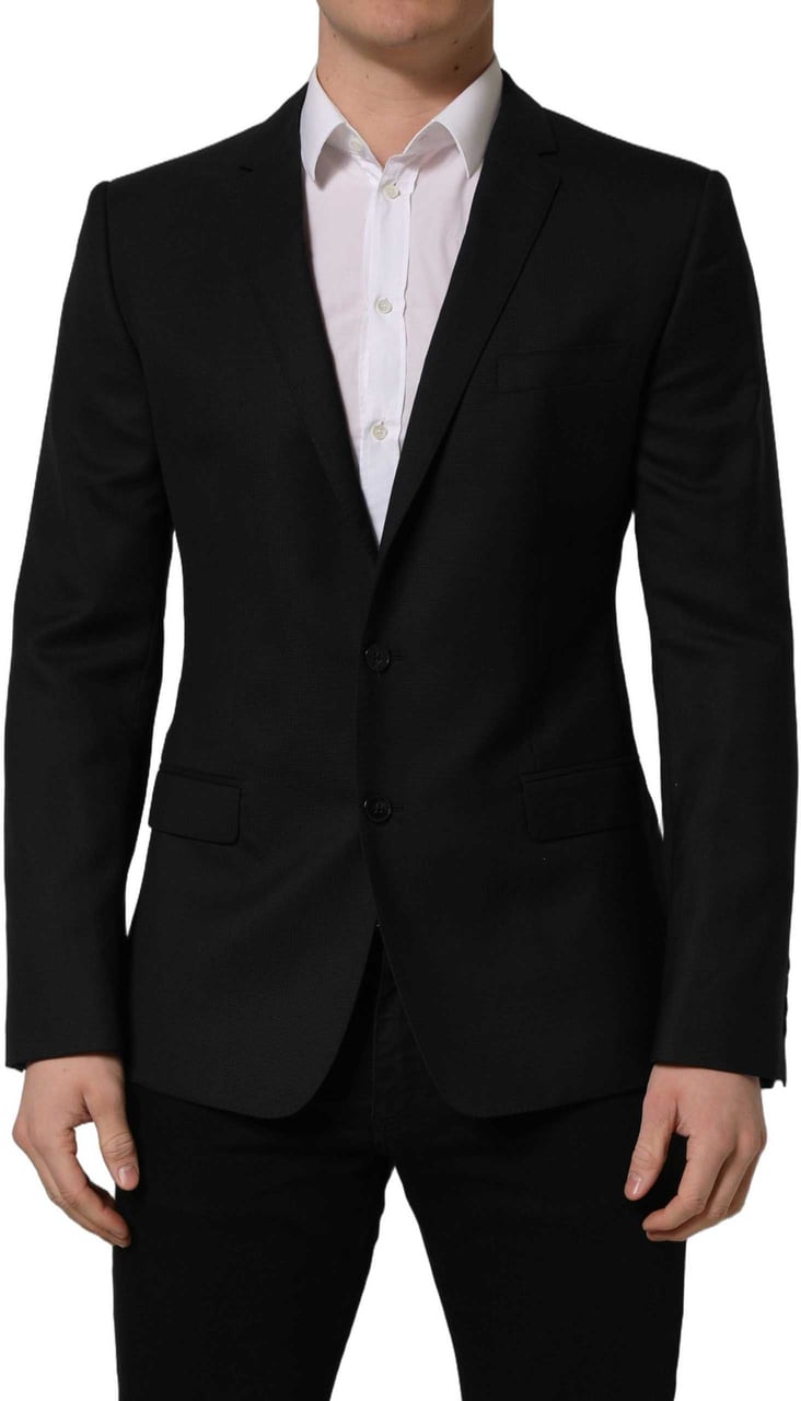 Dolce & Gabbana Black Wool Single Breasted Blazer Jacket Zwart