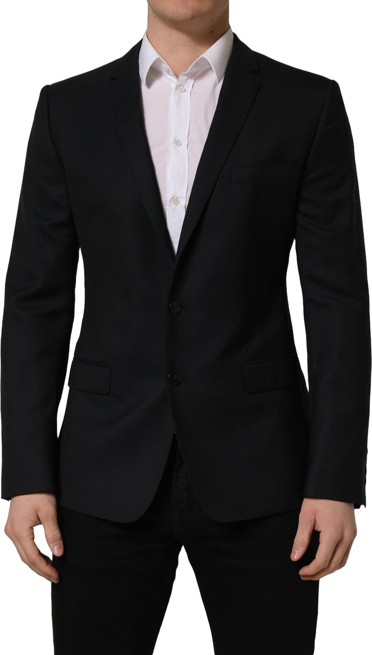 Dolce & Gabbana Black Wool Single Breasted Blazer Jacket Zwart