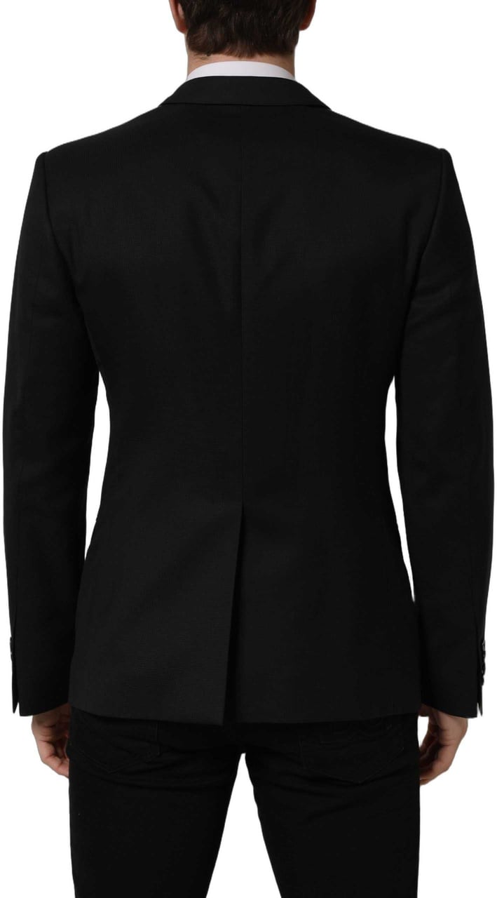 Dolce & Gabbana Black Wool Single Breasted Blazer Jacket Zwart