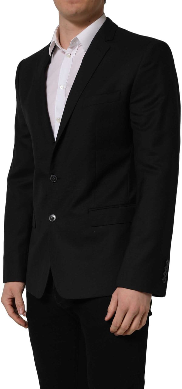Dolce & Gabbana Black Wool Single Breasted Blazer Jacket Zwart