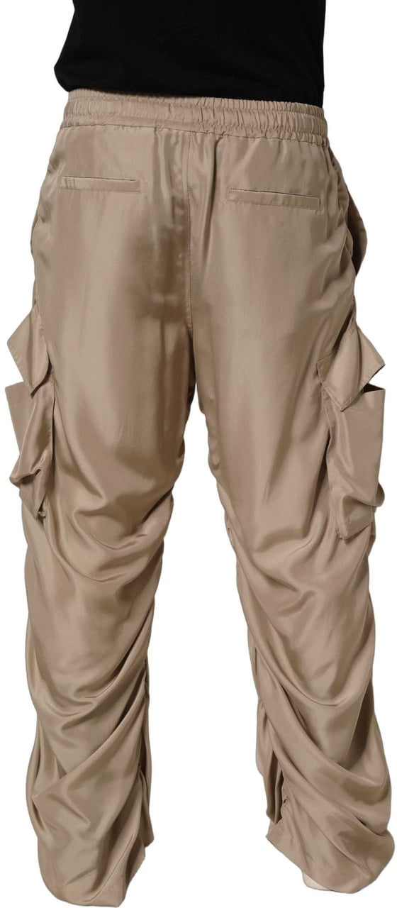 Dolce & Gabbana Brown Ruched Cargo Parachute Men Jogger Pants Bruin