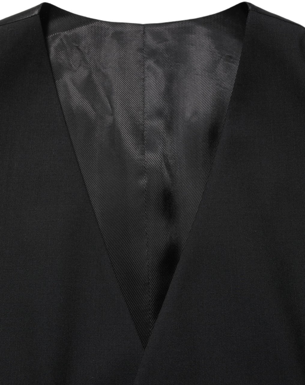 Dolce & Gabbana Black Wool Single Breasted Waistcoat Vest Zwart