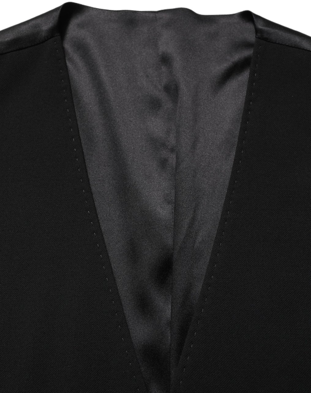 Dolce & Gabbana Black Wool Single Breasted Waistcoat Vest Zwart