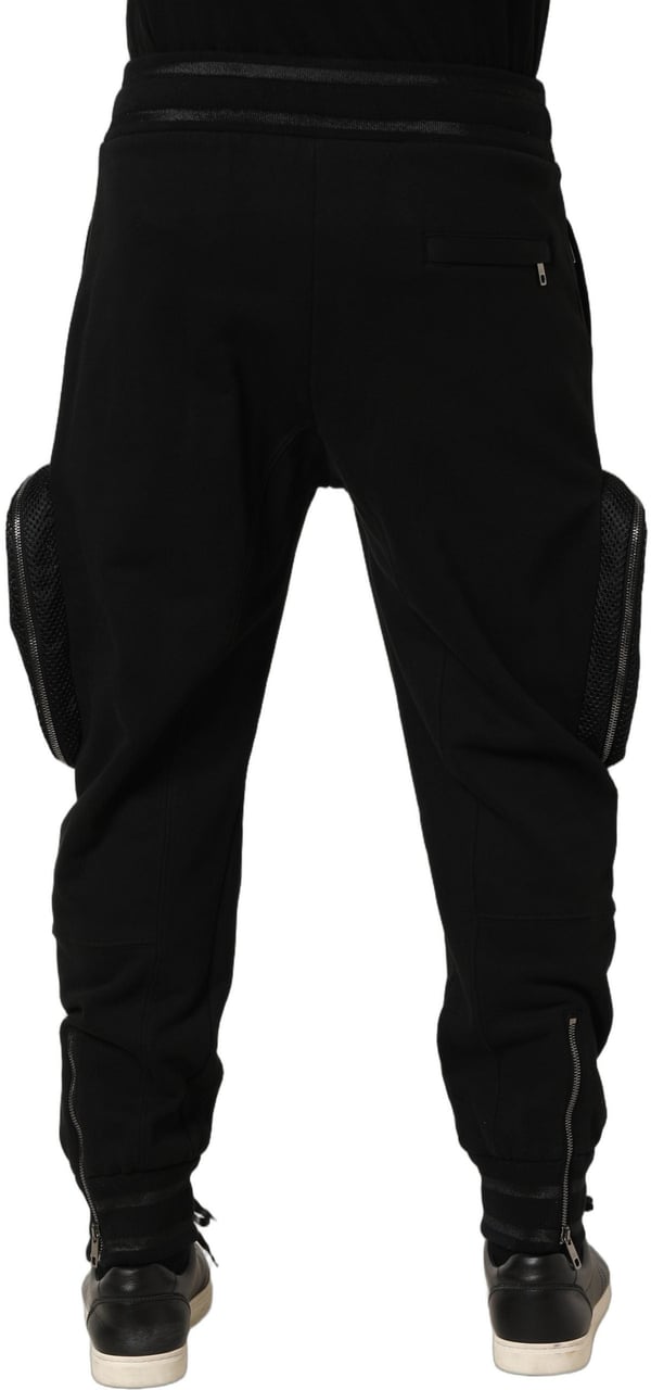 Dolce & Gabbana Black Mid Waist Cargo Jogger Sweatpants Pants Zwart