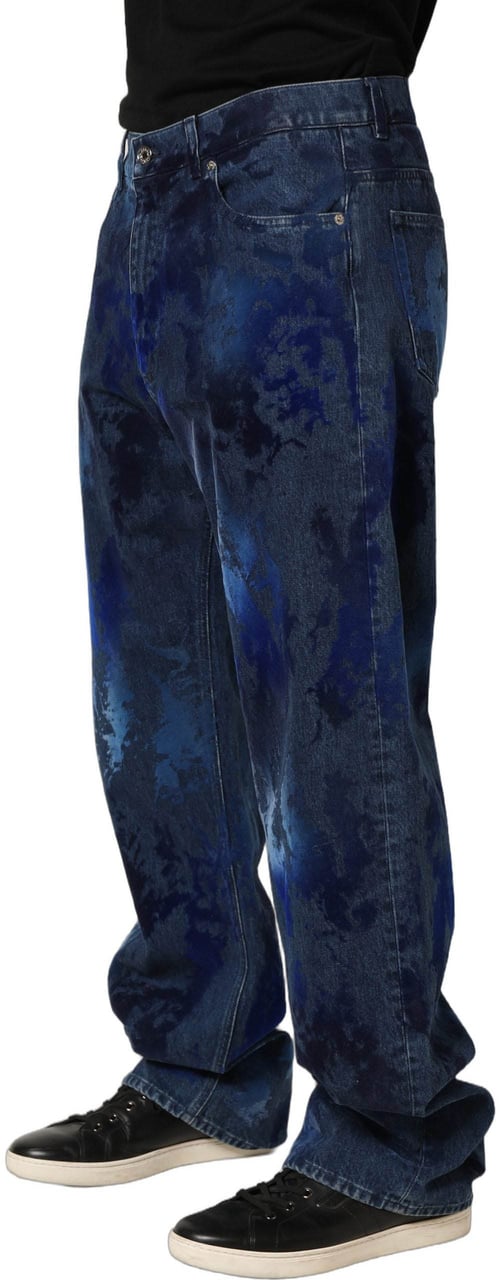 Dolce & Gabbana Blue Tie Dye Cotton Men Straight Denim Jeans Blauw