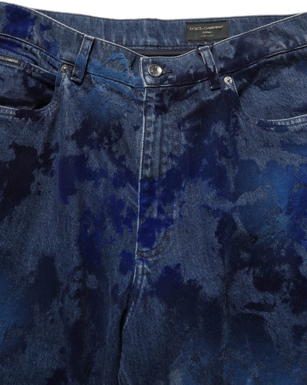 Dolce & Gabbana Blue Tie Dye Cotton Men Straight Denim Jeans Blauw