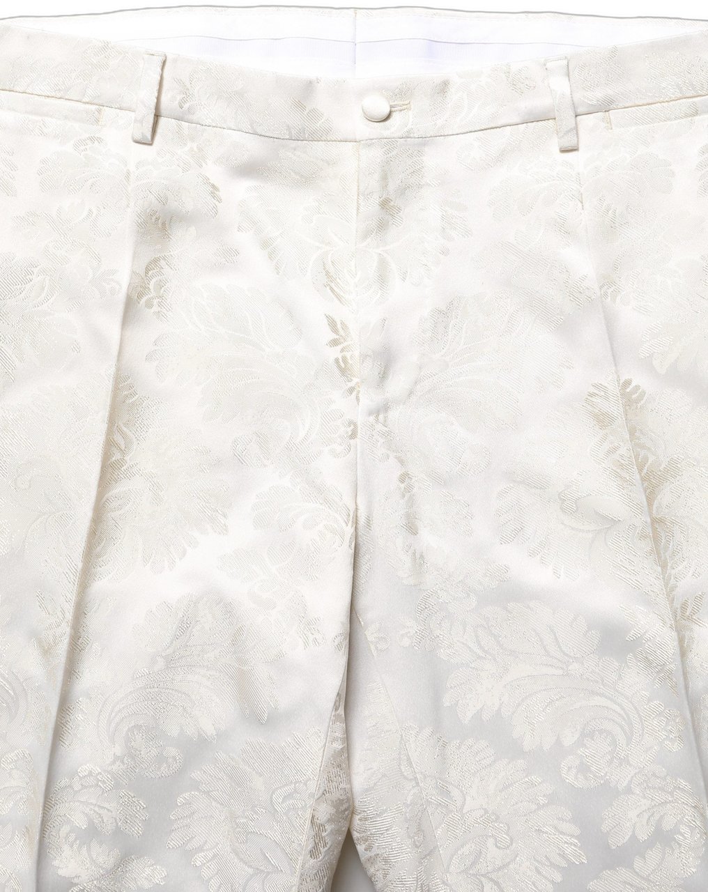 Dolce & Gabbana White Floral Men Dress Formal Trouser Pants Wit