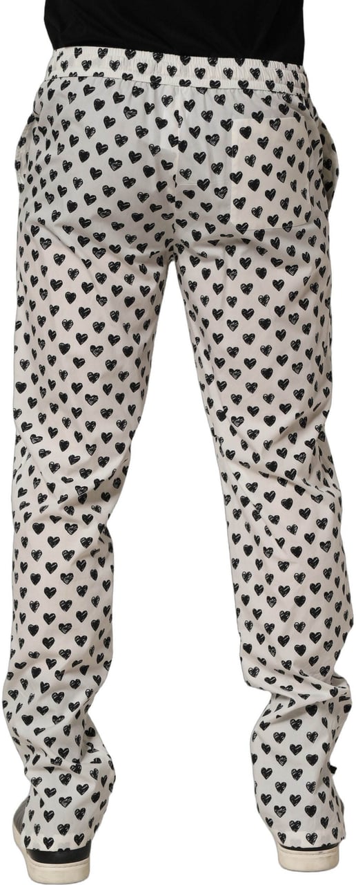 Dolce & Gabbana White Graphic Heart Print Men Trousers Pants Wit