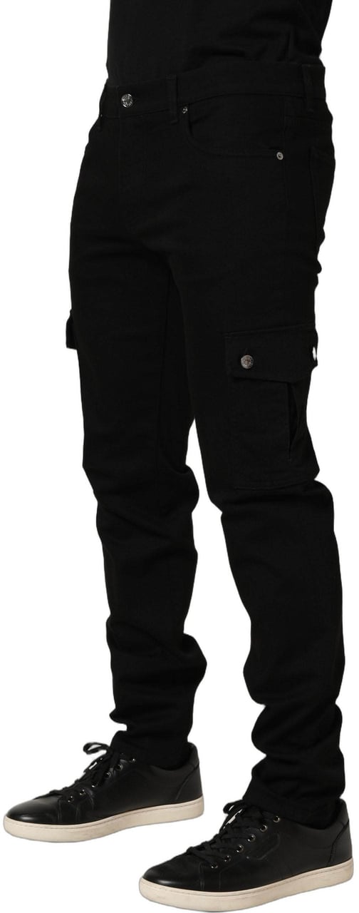 Dolce & Gabbana Black Cotton Stretch Skinny Men Denim Jeans Zwart
