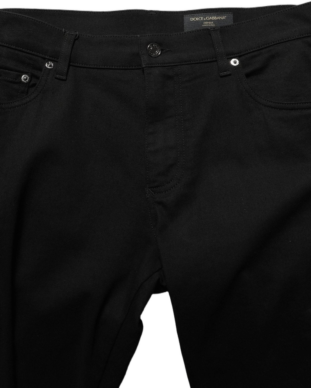 Dolce & Gabbana Black Cotton Stretch Skinny Men Denim Jeans Zwart