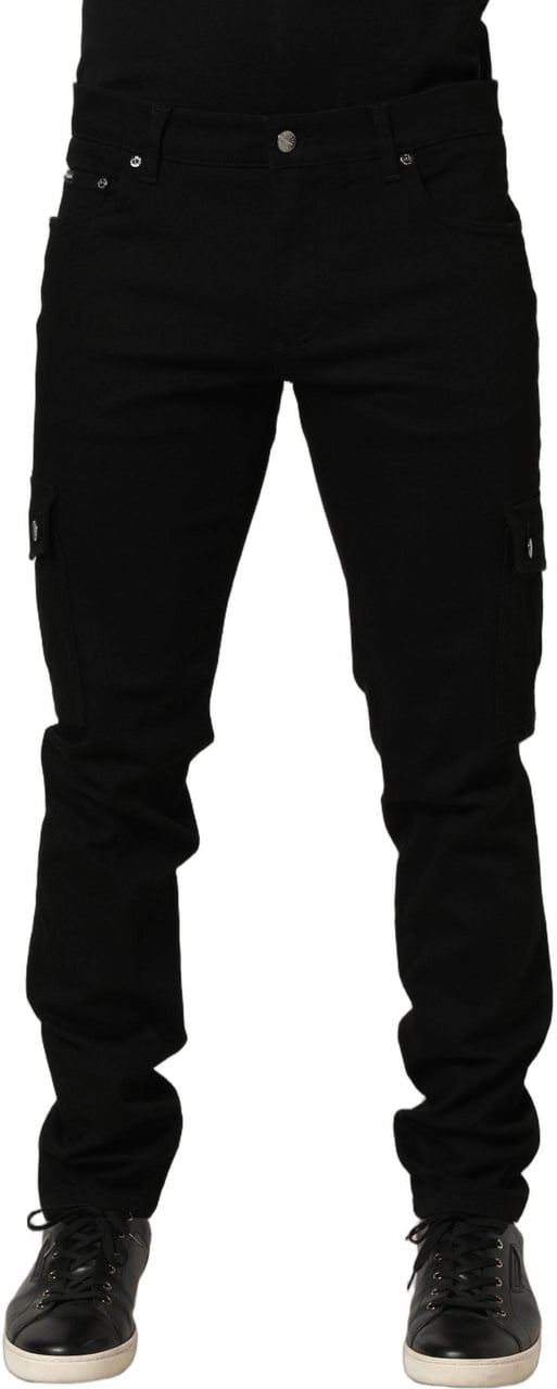 Dolce & Gabbana Black Cotton Stretch Skinny Men Denim Jeans Zwart