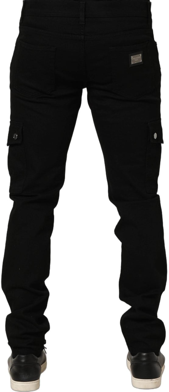 Dolce & Gabbana Black Cotton Stretch Skinny Men Denim Jeans Zwart