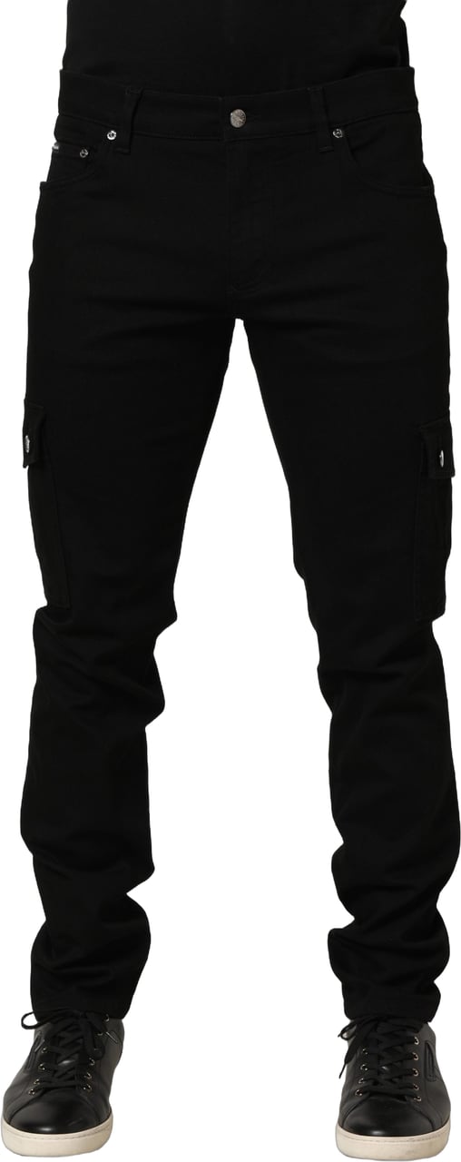 Dolce & Gabbana Black Cotton Stretch Skinny Men Denim Jeans Zwart