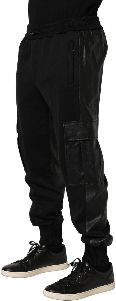 Dolce & Gabbana Black Mid Waist Cargo Jogger Sweatpants Pants Zwart