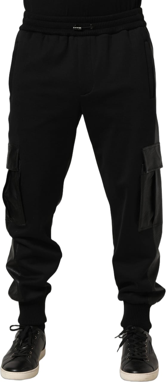 Dolce & Gabbana Black Mid Waist Cargo Jogger Sweatpants Pants Zwart