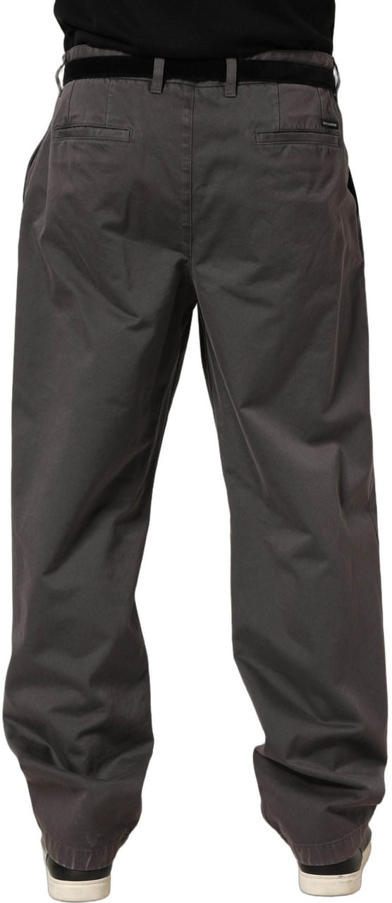 Dolce & Gabbana Dark Gray MidWaist Straight Men Trouser Pants Grijs