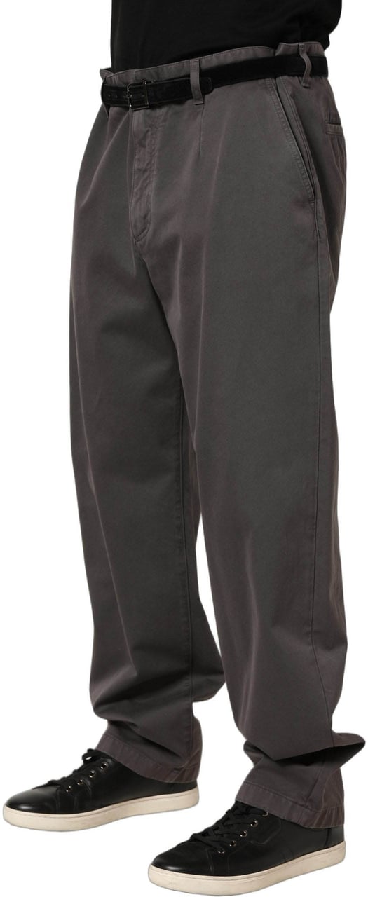 Dolce & Gabbana Dark Gray MidWaist Straight Men Trouser Pants Grijs