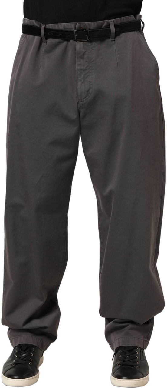 Dolce & Gabbana Dark Gray MidWaist Straight Men Trouser Pants Grijs