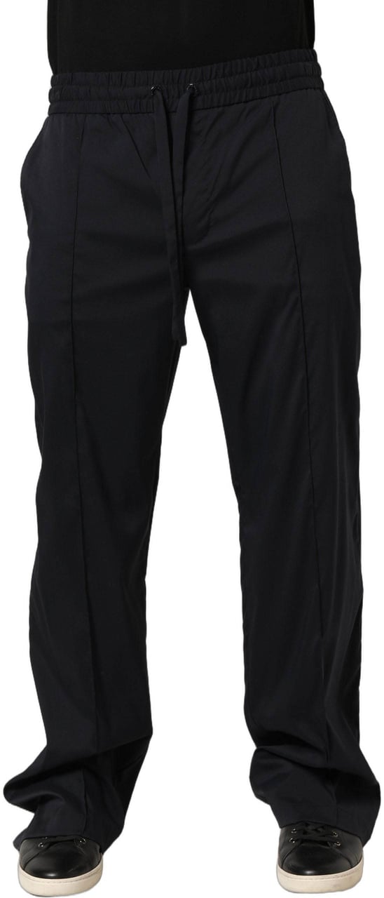 Dolce & Gabbana Black Nylon Straight Jogger Sweatpants Pants Zwart