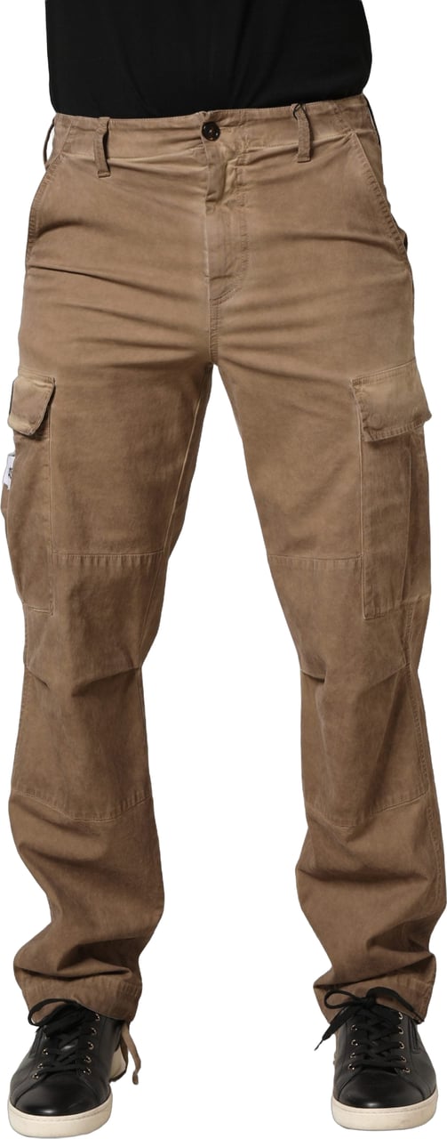 Dolce & Gabbana Brown Mid Waist Cargo Straight Trouser Pants Bruin