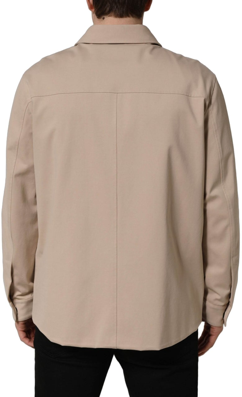 Dolce & Gabbana Beige Logo Overshirt Cotton Men Casual Shirt Beige