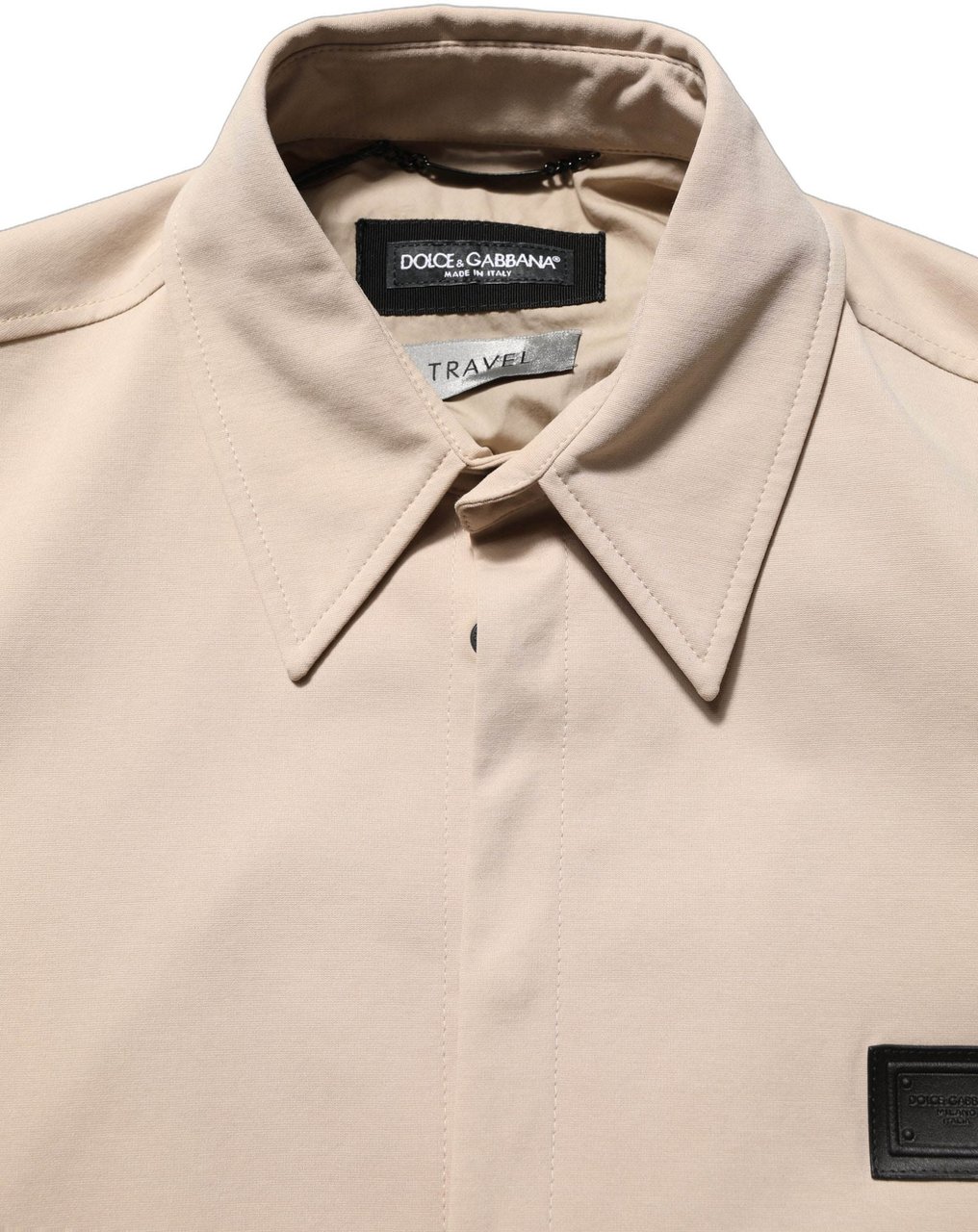 Dolce & Gabbana Beige Logo Overshirt Cotton Men Casual Shirt Beige