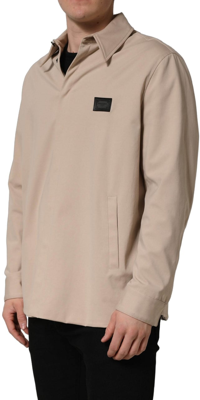 Dolce & Gabbana Beige Logo Overshirt Cotton Men Casual Shirt Beige