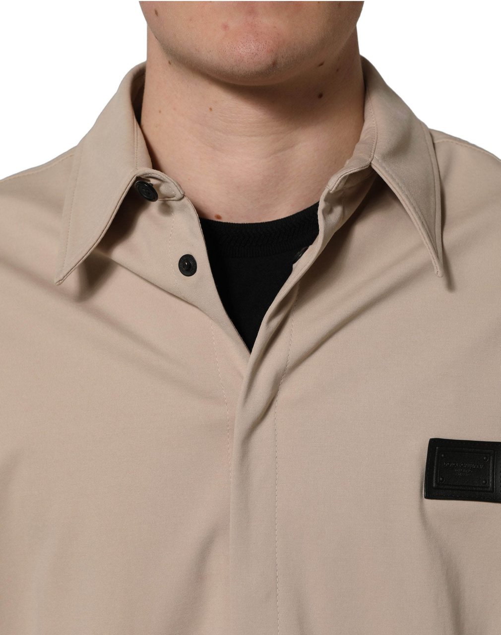 Dolce & Gabbana Beige Logo Overshirt Cotton Men Casual Shirt Beige