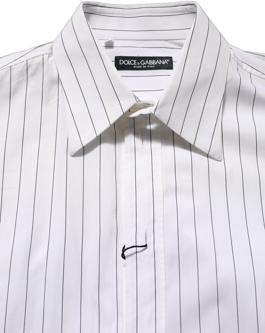 Dolce & Gabbana White Stripes Cotton Men Formal Dress Shirt Wit