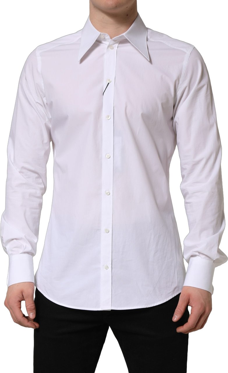 Dolce & Gabbana White MARTINI Long Sleeves Men Dress Shirt Wit