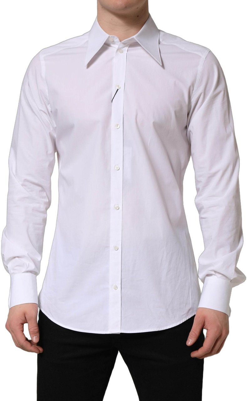 Dolce & Gabbana White MARTINI Long Sleeves Men Dress Shirt Wit