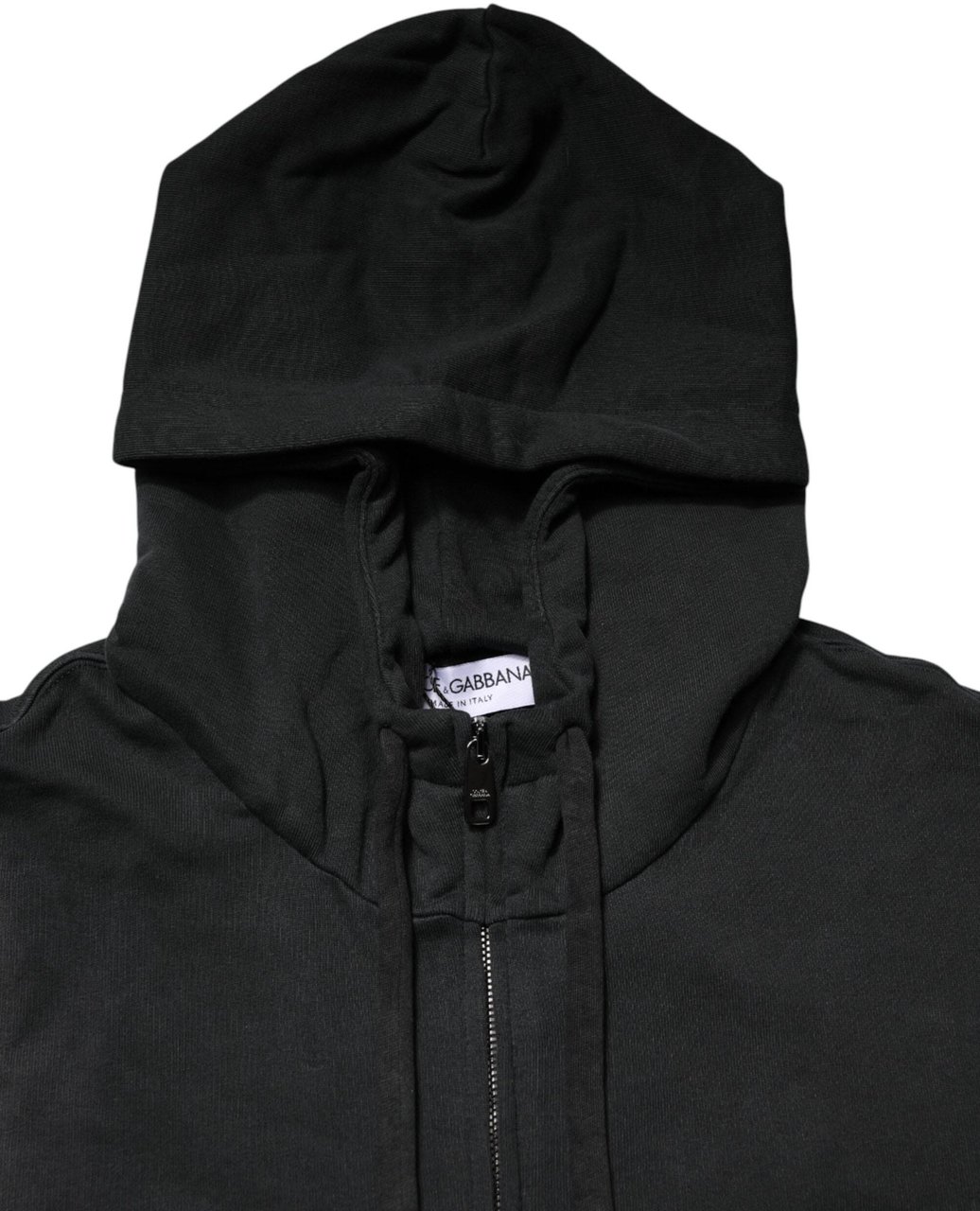 Dolce & Gabbana Black Full Zip Hooded Men Sweatshirt Sweater Zwart
