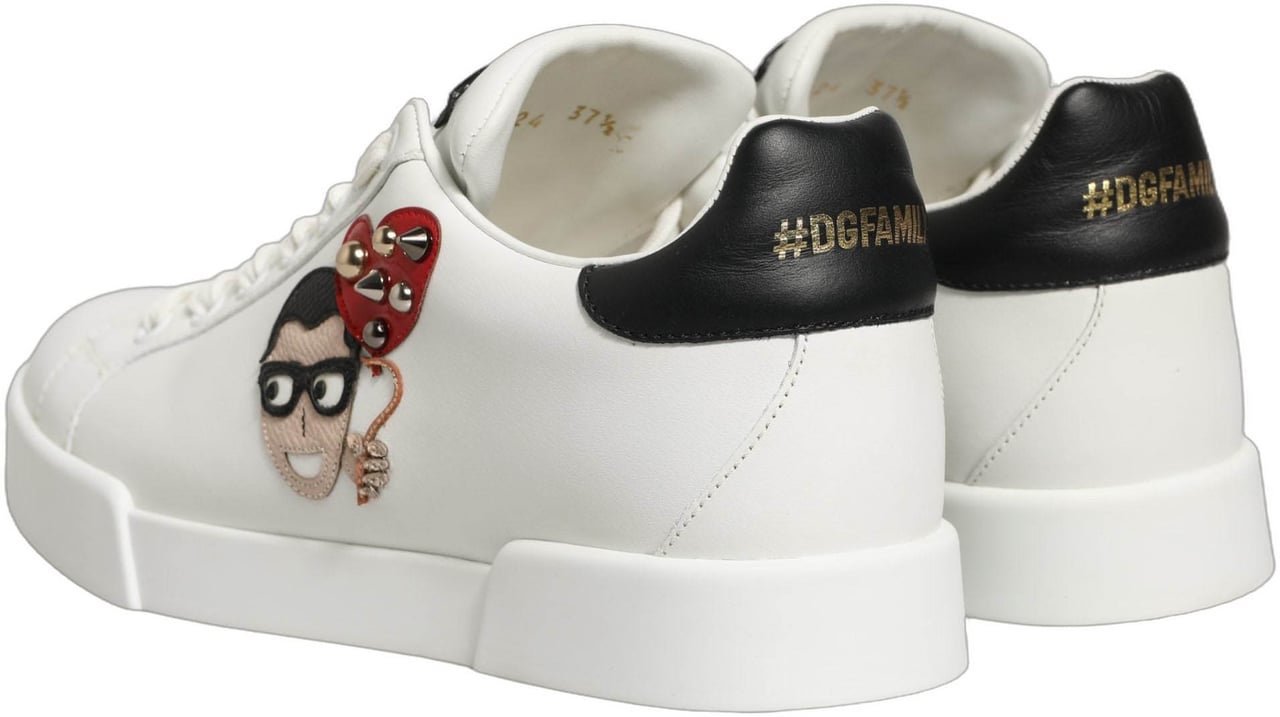 Dolce & Gabbana White Patch Calfskin Nappa Portofino Sneakers Shoes Wit