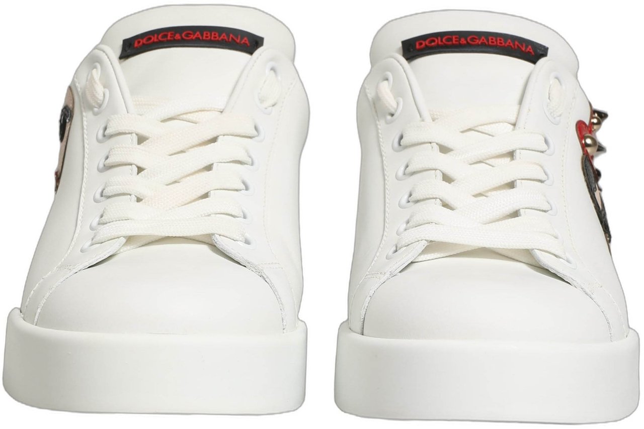 Dolce & Gabbana White Patch Calfskin Nappa Portofino Sneakers Shoes Wit