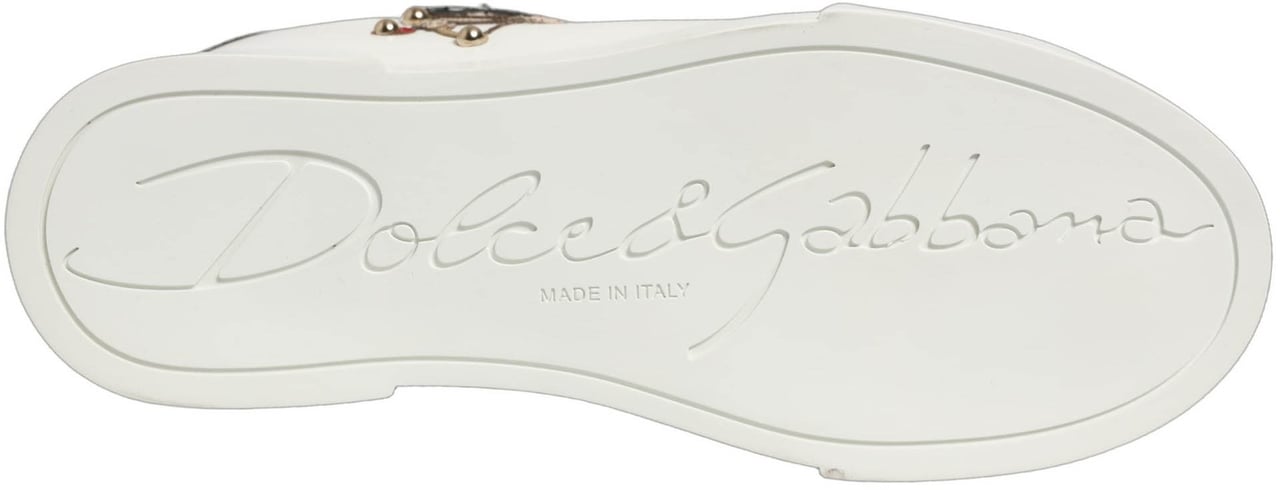Dolce & Gabbana White Patch Calfskin Nappa Portofino Sneakers Shoes Wit