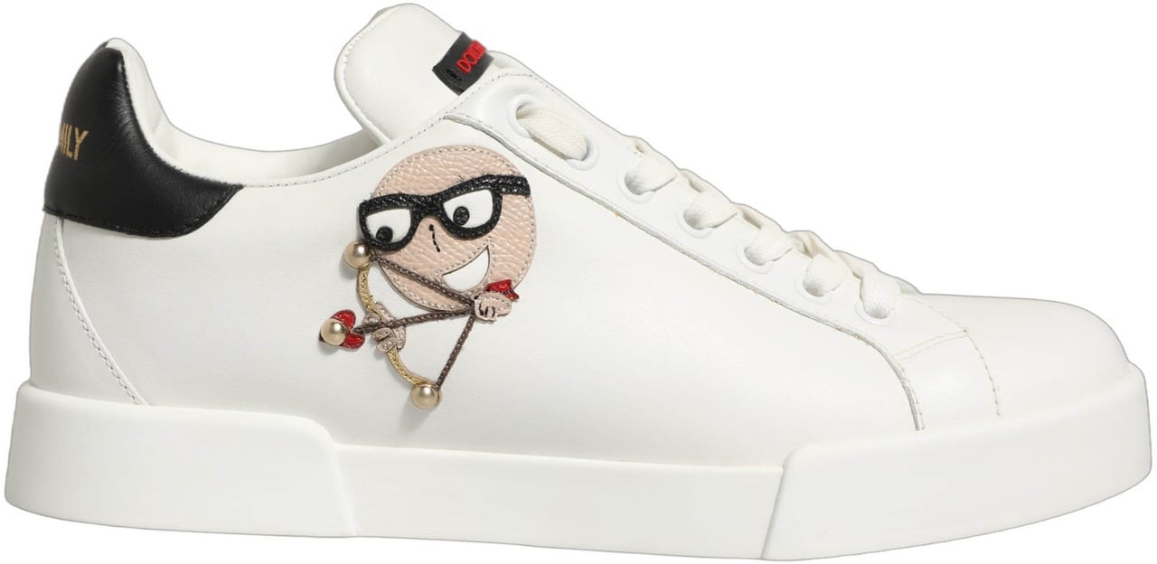 Dolce & Gabbana White Patch Calfskin Nappa Portofino Sneakers Shoes Wit