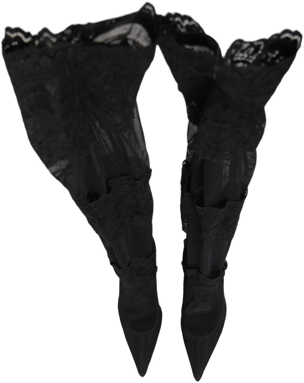 Dolce & Gabbana Black Over The Knee Sock Pumps Boots Shoes Zwart