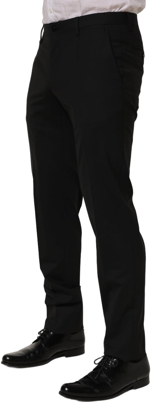 Dolce & Gabbana Black Wool Skinny Leg Dress Men Trouser Pants Zwart