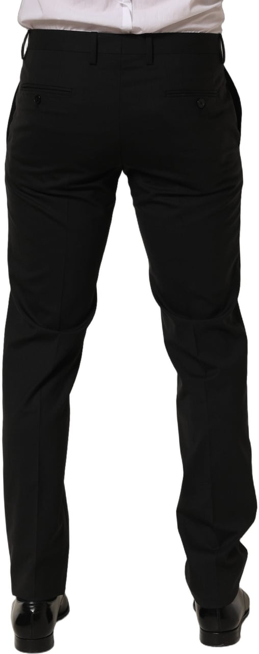 Dolce & Gabbana Black Wool Skinny Leg Dress Men Trouser Pants Zwart