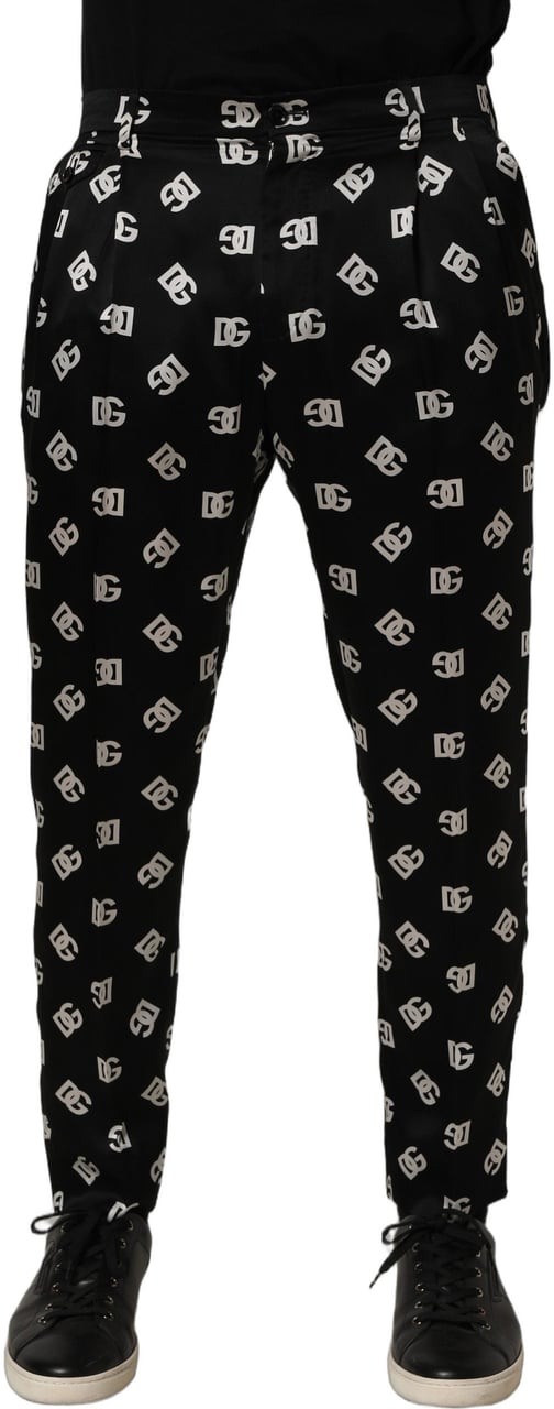 Dolce & Gabbana Black Silk Skinny Leg Dress Men Trouser Pants Zwart