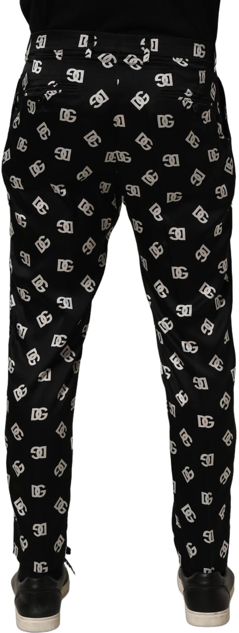Dolce & Gabbana Black Silk Skinny Leg Dress Men Trouser Pants Zwart