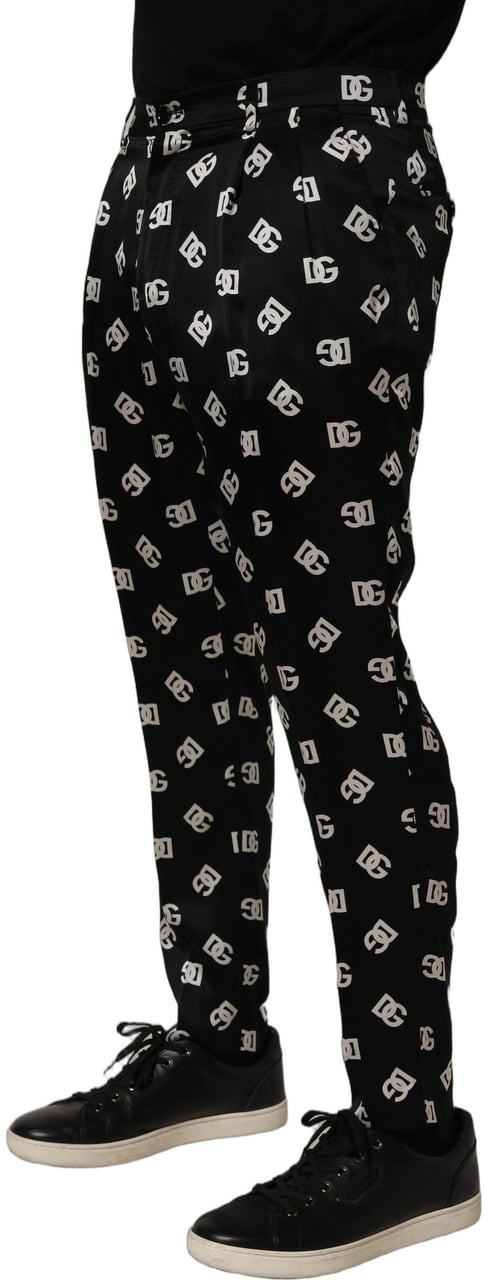 Dolce & Gabbana Black Silk Skinny Leg Dress Men Trouser Pants Zwart
