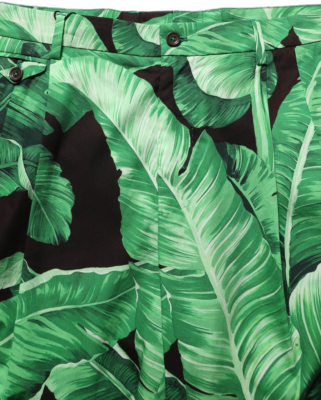 Dolce & Gabbana Black Green Banana Leaf Men Bermuda Shorts Groen