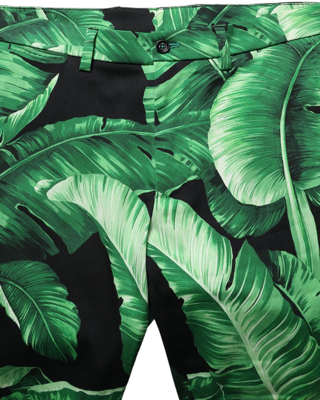 Dolce & Gabbana Black Green Banana Leaf Men Bermuda Shorts Groen