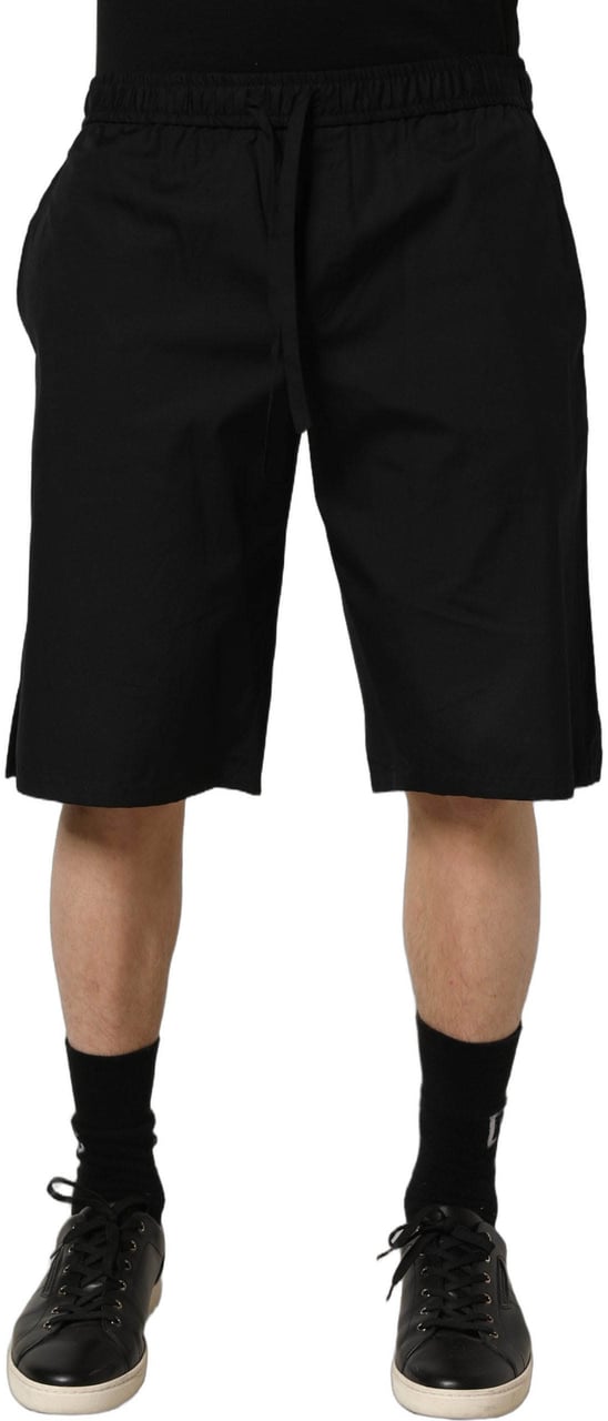Dolce & Gabbana Black Cotton Sweatshorts Men Bermuda Shorts Zwart