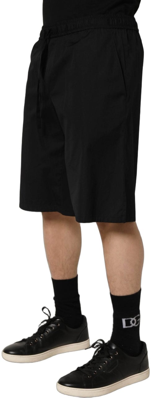 Dolce & Gabbana Black Cotton Sweatshorts Men Bermuda Shorts Zwart