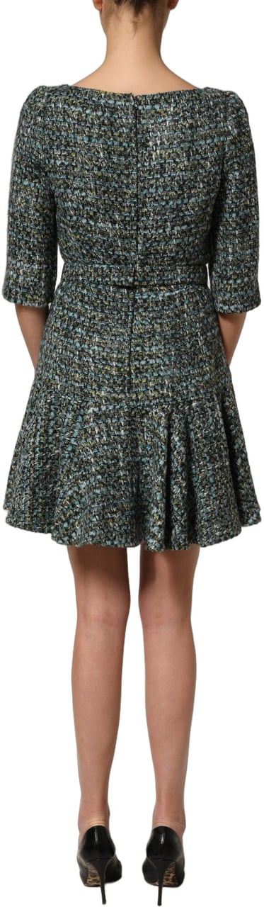 Dolce & Gabbana Multicolor Tweed Belted Babydoll Mini Dress Divers