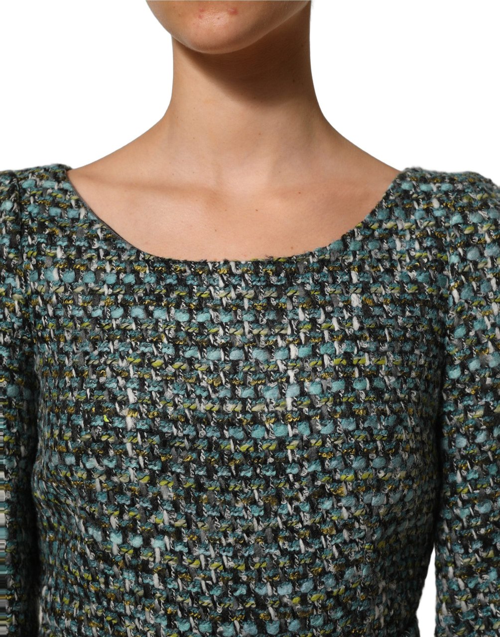 Dolce & Gabbana Multicolor Tweed Belted Babydoll Mini Dress Divers