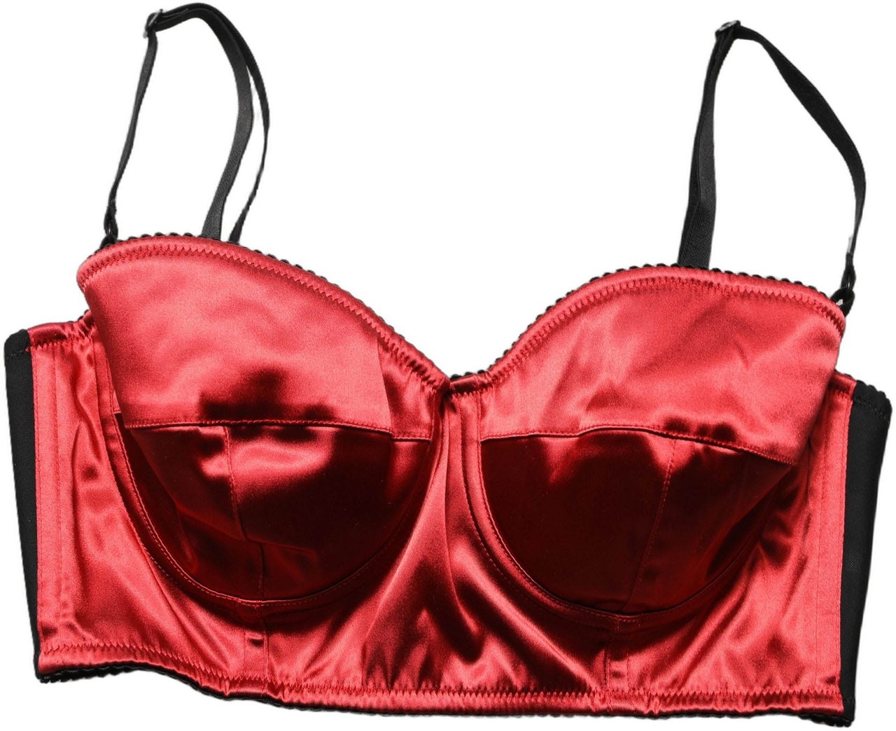 Dolce & Gabbana Red Polyester Satin Bustier Cropped Tank Top Rood